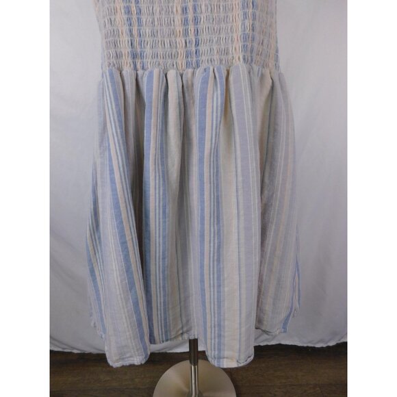 American Eagle 2XL Blue Striped Smocked Sundress Lined Cottagecore - Picture 3 of 12